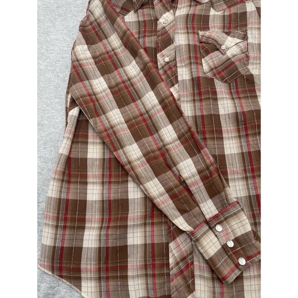 Vintage H Bar C Ranchwear Men's Pearl Snap Shirt Permanent Press Long Tail USA - Picture 5 of 16